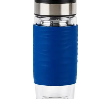 Emsa Tea Mug thermal tea mug 0.4 liters (blue/transparent, glass, screw cap) - Strmec, Sveta Nedelja