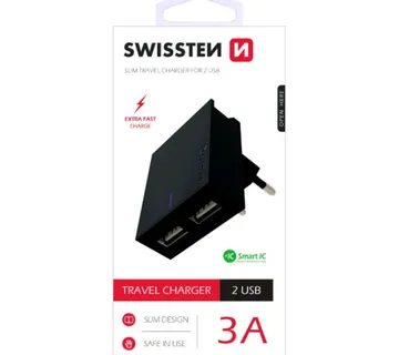 SWISSTEN punjač za AC220, 2xUSB, 3.1A, SMART IC, držač, crni - Strmec, Sveta Nedelja