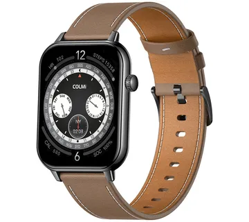 COLMI C28 Smartwatch – Black + Brown Leather Strap - Strmec, Sveta Nedelja