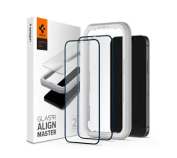 Spigen Glas tR ALM FC Black, zaštitno staklo za ekran telefona, 2 kom + okvir za instalaciju - iPhone 12 Pro Max - Strmec, Sveta Nedelja