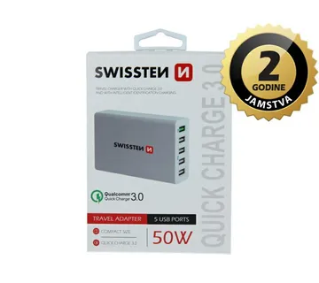 SWISSTEN punjač za AC220, 5xUSB, 50W, brzo punjenje, SMART IC, bijeli - Strmec, Sveta Nedelja
