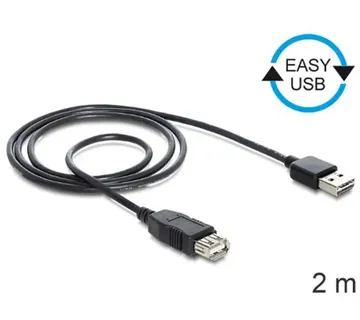DeLOCK EASY USB2.0 A Plug/Socket - black 2m - Strmec, Sveta Nedelja