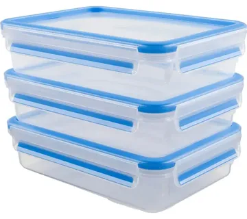 Emsa CLIP & CLOSE food storage containers 1.2 liters (transparent/blue, rectangular, 3 pieces) - Strmec, Sveta Nedelja