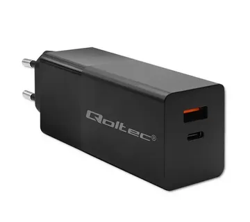 Qoltec 52382 GaN POWER PRO charger | 1xUSB type C | 1xUSB A | 100W | 5-20V | 1.5-5A | PD | Black - Strmec, Sveta Nedelja