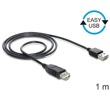 DeLOCK EASY USB2.0 A Plug/Socket - black 1m - Strmec, Sveta Nedelja