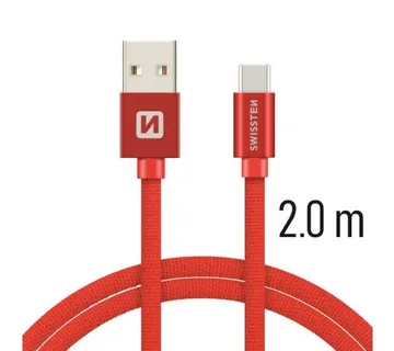 SWISSTEN kabel USB/USB-C, platneni, 3A, 2m, crveni - 03080056 - Strmec, Sveta Nedelja