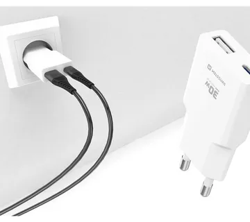 SWISSTEN punjač za AC220, GaN, 30W, SLIM, USB-C + USB-A, Bijeli - 03100057 - Strmec, Sveta Nedelja