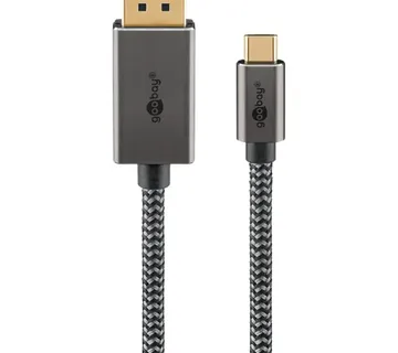 Goobay USB adapter cable, USB-C plug > DisplayPort plug, 4K 60Hz (black/silver, 1 meter, textile cable) - Strmec, Sveta Nedelja