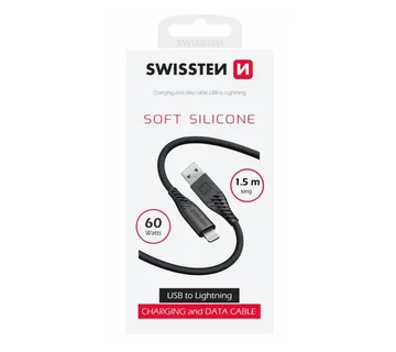 SWISSTEN kabel USB/Lightning, SOFT SILICONE, 3A, 60W, 1.5m, crni - 03080105 - Strmec, Sveta Nedelja