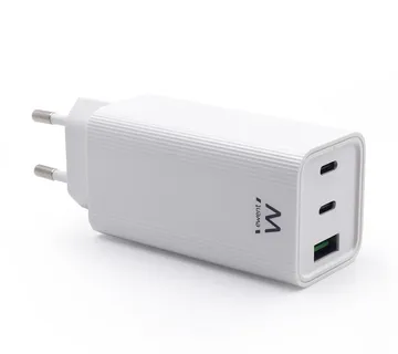 Stenski polnilec Ewent EW1323, GaN, 65W, 2x USB-C, 1x USB-A QC 3.0, bel - EW1323 - Strmec, Sveta Nedelja