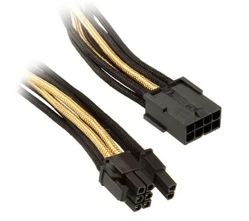 SilverStone PCI-8-Pin zu PCIe-6+2-Pin Kabel, 250mm - black/gold SST-PP07-PCIBG - Strmec, Sveta Nedelja