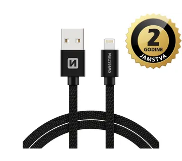 SWISSTEN kabel USB/Lightning, platneni, 3A, 3m, crni - Strmec, Sveta Nedelja