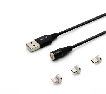 Savio CL-155 USB cable 2 m USB 2.0 USB C Micro USB A/Lightning Black - Strmec, Sveta Nedelja