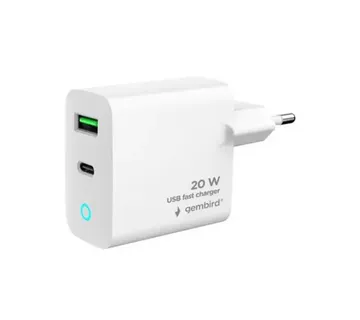 Gembird 2-port 20W USB fast charger, LED, white - Strmec, Sveta Nedelja
