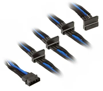 SilverStone 4-Pol-Molex zu 4x SATA Kabel, 300mm - black/blau SST-PP07-BTSBA - Strmec, Sveta Nedelja