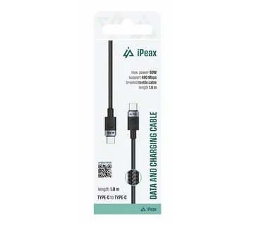 iPEAX KABEL TEXTILE USB-C/USB-C 1M, 60W, 3A, USB 2.0 crni - 03090066 - Strmec, Sveta Nedelja