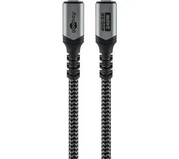 Goobay USB4 Gen 3x2 cable, USB-C male > USB-C male, 40Gbit/s (black/gray, 1 meter, PD, charging with up to 240 watts) - Strmec, Sveta Nedelja