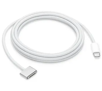 Apple USB 2.0 charging cable, USB-C connector > magnetic MagSafe 3 connector (silver, 2 meters, sleeved, charging only) - Strmec, Sveta Nedelja