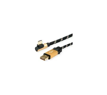 Roline GOLD USB2.0 kabel TIP A (M) - USB-C (M) kutni, 0.8m, crno/zlatni - Strmec, Sveta Nedelja