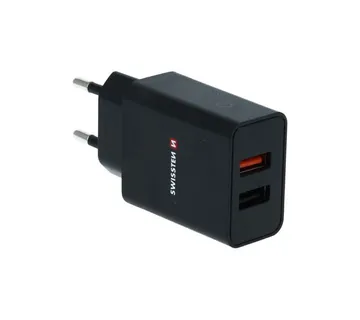 SWISSTEN punjač za AC220, 2xUSB, QUALCOMM 3.0, brzi, 23W, crni EOL - Strmec, Sveta Nedelja
