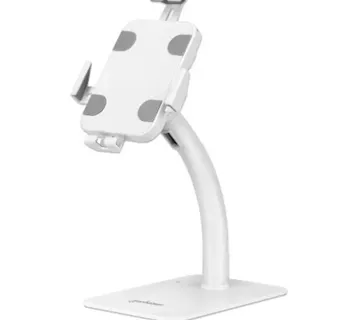 Manhattan Desktop Kiosk Stand (Anti theft) for Tablet and iPad, Universal, 360° Rotation, Tilt +20° to -110°, White, Lockable, Countertop Holder for 7.9" to 11" Tablets, Extendable clamps: height 200 - Strmec, Sveta Nedelja