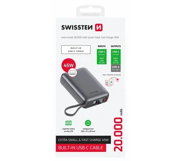 Dodatna baterija - Power Bank SWISSTEN 20000 mAh 45W extrasmall za mob i laptop - 03130031 - Strmec, Sveta Nedelja