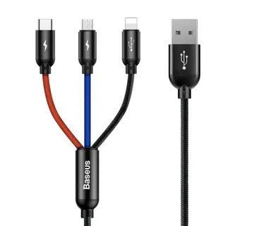 Baseus Usb Cable 3-In-1 Usb-C/lightning/micro 3a 1 - Strmec, Sveta Nedelja