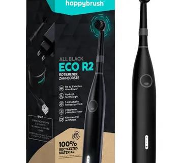 Happybrush ECO R2 Allblack + 3 Refills, Electric Toothbrush (black) - Strmec, Sveta Nedelja