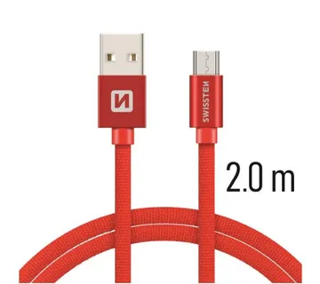 SWISSTEN kabel USB/microUSB, platneni, 3A, 2m, crveni - 03080043 - Strmec, Sveta Nedelja