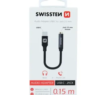 SWISSTEN kabel audio, stereo, USB-C na audio 3.5mm ženski, 15cm, crni - Strmec, Sveta Nedelja