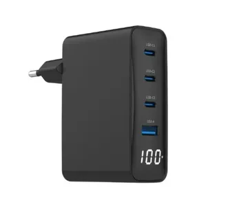 Gembird 4-port 100W GaN USB fast charger, LCD, black - Strmec, Sveta Nedelja