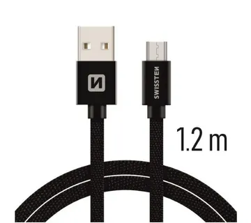 SWISSTEN kabel USB/microUSB, platneni, 3A, 1.2m, crni - 03080035 - Strmec, Sveta Nedelja