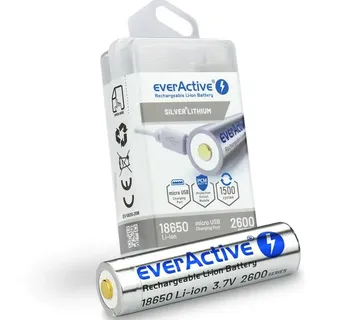 Battery everActive 18650 3.7V Li-ion 2600mAh micro USB with protection BOX - Strmec, Sveta Nedelja