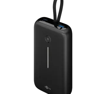 goobay power bank 20,000 mAh, integrated USB-C cable 13cm, 30 watts black, 20 Ah, 1x USB-A, 2x USB-C, PD, QC - Strmec, Sveta Nedelja