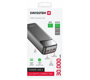 Dodatna baterija - Power Bank SWISSTEN 30000mAh, max 22,50W, USB-C, 2xUSB-A - 03130028 - Strmec, Sveta Nedelja