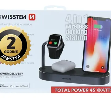 SWISSTEN punjač Apple 4u1 za Apple Watch, Airpods, iPhone + običan USB izlaz - 03100038 - Strmec, Sveta Nedelja
