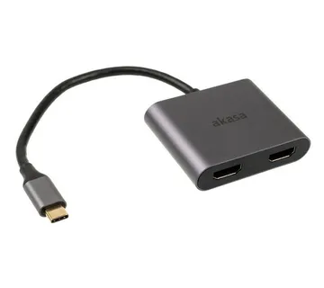 Akasa USB-C to Dual HDMI MST Adapter - 4K@60Hz, 4K@30Hz dual AK-CBCA26-18BK - Strmec, Sveta Nedelja