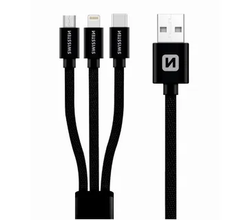 SWISSTEN kabel 3u1 microUSB/USB-C/LIGHTNING (MFi), platneni, licencirani - 03080073 - Strmec, Sveta Nedelja