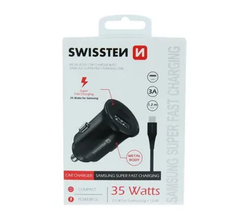 SWISSTEN punjač za auto, 1xUSB-C, 1xUSB, CL PRO Supe Fast 35W + USB-C kabel 1.2m - 03110003 - Strmec, Sveta Nedelja