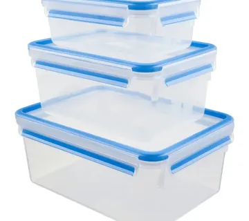 Emsa CLIP & CLOSE food storage container set, 3-piece (transparent/blue, rectangular, 3 containers + 3 lids) - Strmec, Sveta Nedelja