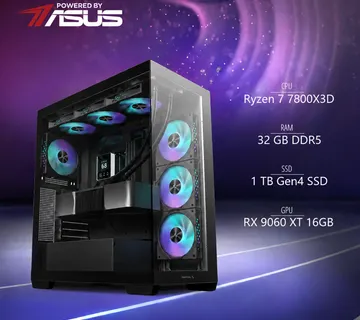 BaB računalo Inferno X (Ryzen 7 7800X3D, Liquid, RX 9060 XT 16GB, 32GB DDR5, 1TB SSD, RGB, Win11P, WiFi) Powered By ASUS - Strmec, Sveta Nedelja