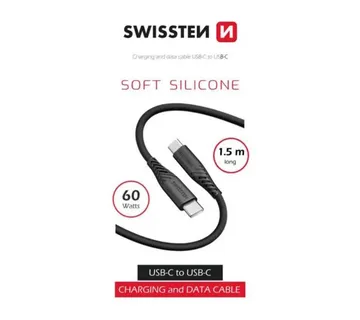 SWISSTEN kabel USB-C/USB-C, SOFT SILICONE, 3A, 60W, 1.5m, crni - 03080103 - Strmec, Sveta Nedelja