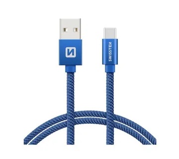 SWISSTEN kabel USB/USB-C, platneni, 3A, 1.2m, plavi - 03080053 - Strmec, Sveta Nedelja