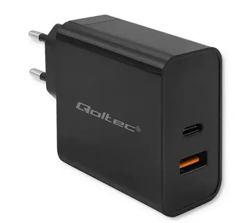 Qoltec 52381 Super Quick PD charger | 1xUSB-C | 1xUSB| 90W | 5-20V | 2.4-4.35A | Black - Strmec, Sveta Nedelja