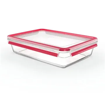 Emsa CLIP & CLOSE glass food storage container 3.0 liters (transparent/red, rectangular) - Strmec, Sveta Nedelja