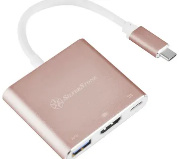 SilverStone SST-EP08P - USB 3.1 Type-C adapter to HDMI/USB Type C/USB Type A - pink SST-EP08P - Strmec, Sveta Nedelja