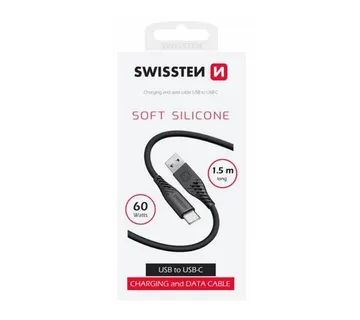 SWISSTEN kabel USB/USB-C, SOFT SILICONE, 3A, 60W, 1.5m, crni - 03080104 - Strmec, Sveta Nedelja