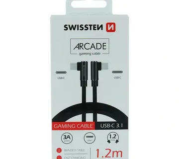SWISSTEN kabel Arcade USB-C/USB-C, 3A, 1.2m, L-konektor, crni - Strmec, Sveta Nedelja