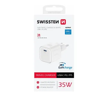 SWISSTEN punjač za AC220, GaN, 1xUSB-C, 35W, 3A, bijeli - 03100052 - Strmec, Sveta Nedelja