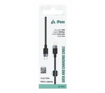 iPEAX KABEL TEXTILE USB-C/LIGHTNING 1M, 30W, USB 2.0 crni - 03090071 - Strmec, Sveta Nedelja